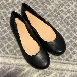 Black Scalloped Flats